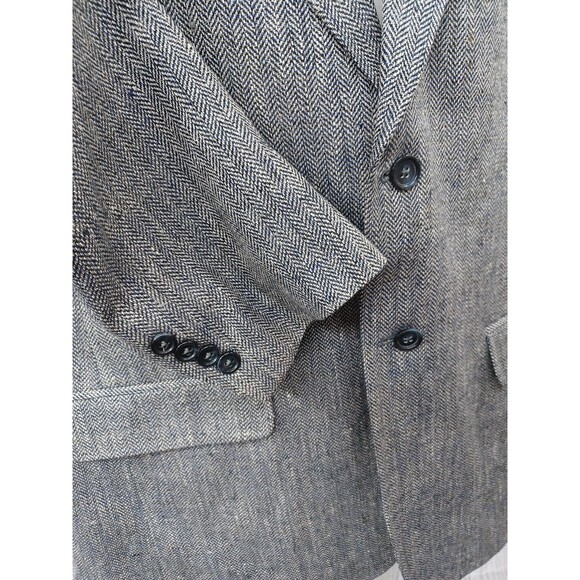 Stafford Mens Blazer Jacket Gray 42R 100% Silk Tweed Herringbone - Picture 3 of 10